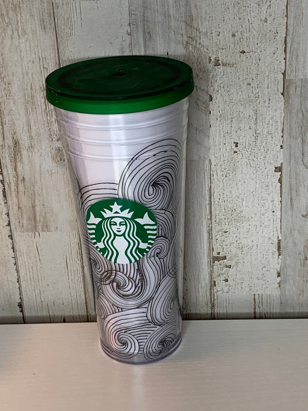 Starbucks 2012 Dot Collection Ink Waves Cold Cup Tumbler 24 oz Clear